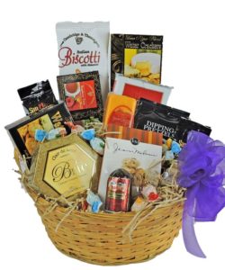 Large Gift Basket full of crackers, sausage, cheeses