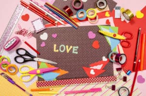 Arts and craft supplies for Valentine's Day